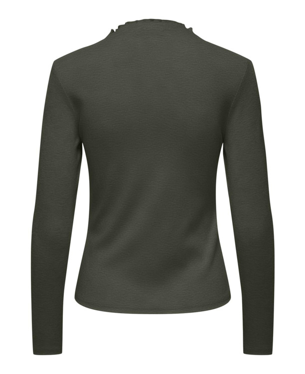 Regular Fit O-Neck Long Sleeves (L/S) Top met O-hals en ruches