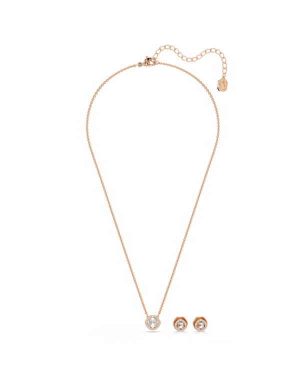 Una Angelic Set OU Square Rose Gold shiny Clear Crystal & Effect