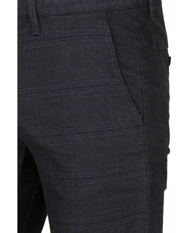 Suitable Chino Sartre Ruit Donkerblauw