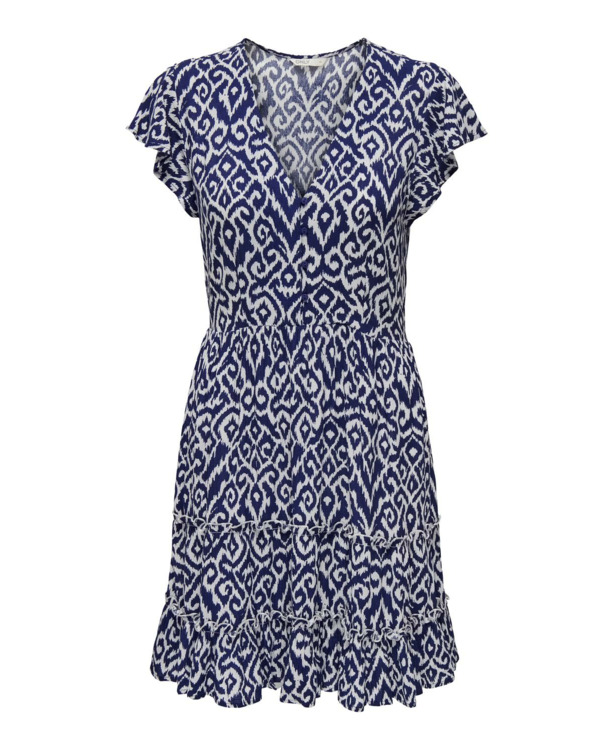 Regular Fit V-Neck Short Sleeves (S/S) Mini-lengte V-hals jurk met ruches voor dagelijks gebruik