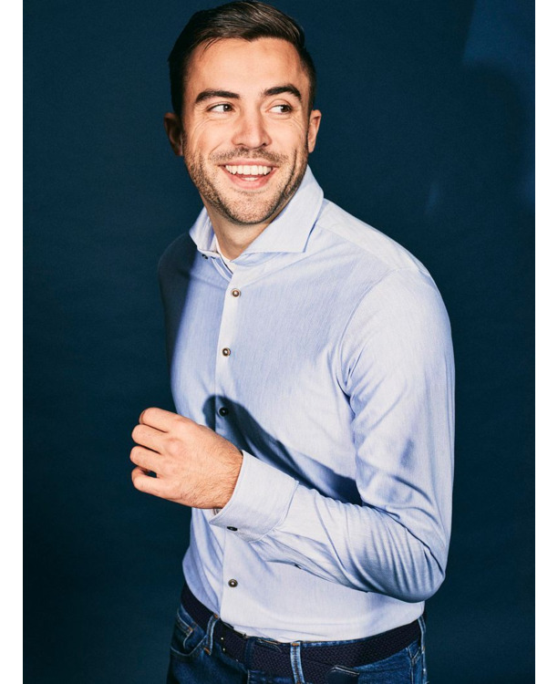 Suitable Herringbone Overhemd Lichtblauw