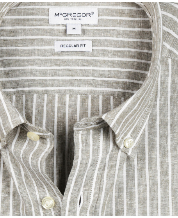 Cotton Linen Stripe Shirt Heren