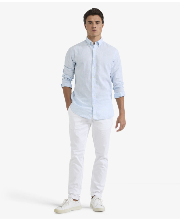 Cotton Linen Stripe Shirt Heren