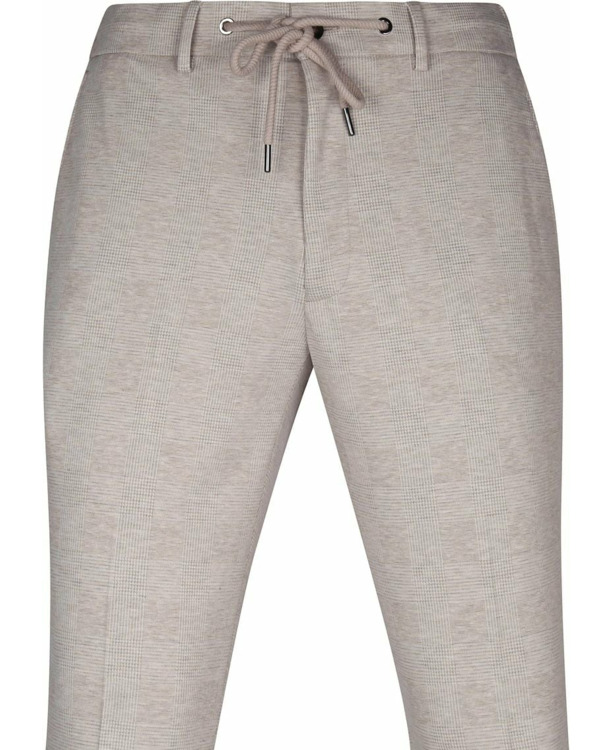 Suitable Pantalon Jersey Zandkleur Ruit
