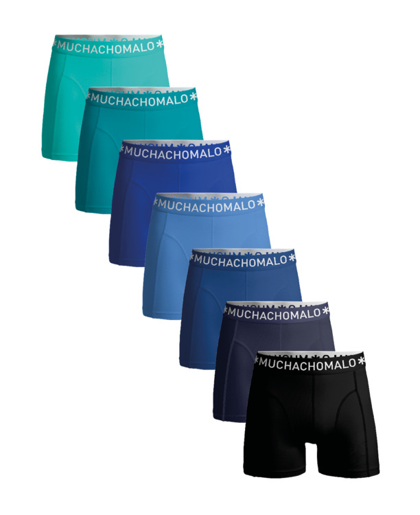Heren 7-Pack Boxershorts Effen Black/Blue/Green