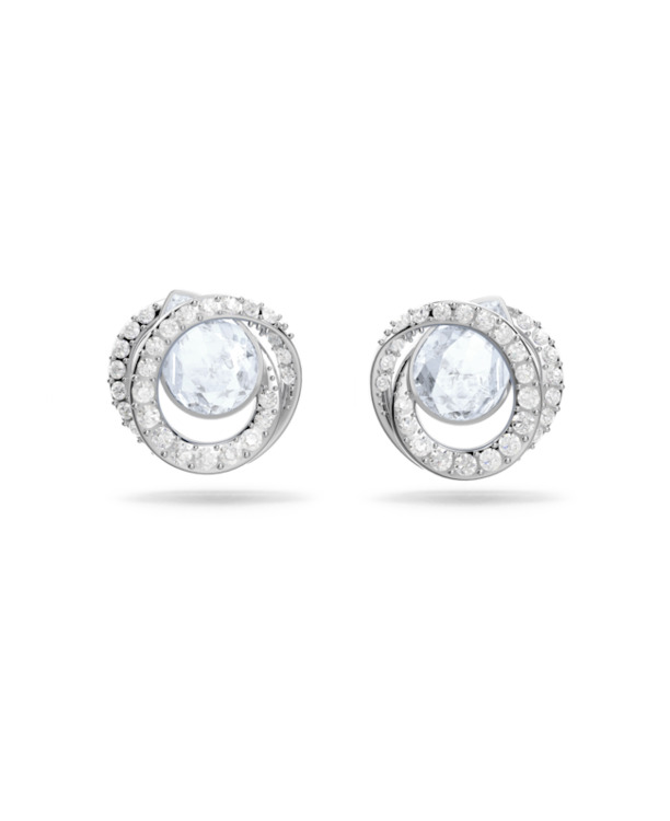 Generation Pierced Earrings Stud OU Rhodium shiny Crystal Blue Shade Crystal