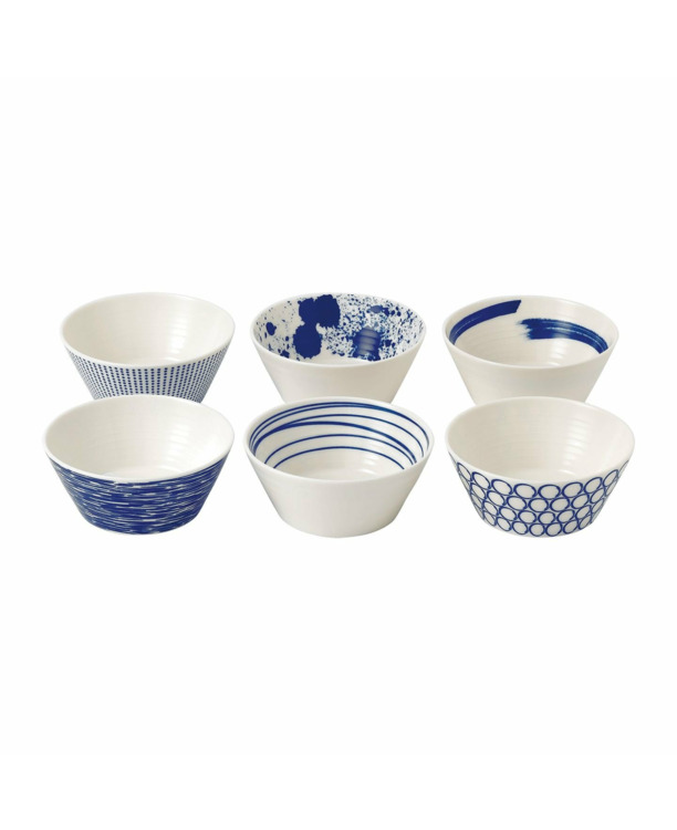 Pacific schaal 11cm, Blue Mixed Patterns, Set van 6