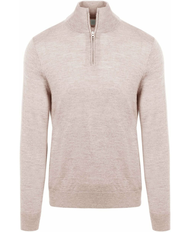 King Essentials The Michael Half Zip Pull Merino Greige