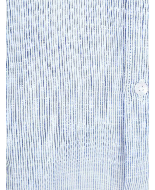 Suitable Korte Mouwen Overhemd Cotton Slub Streep Blauw