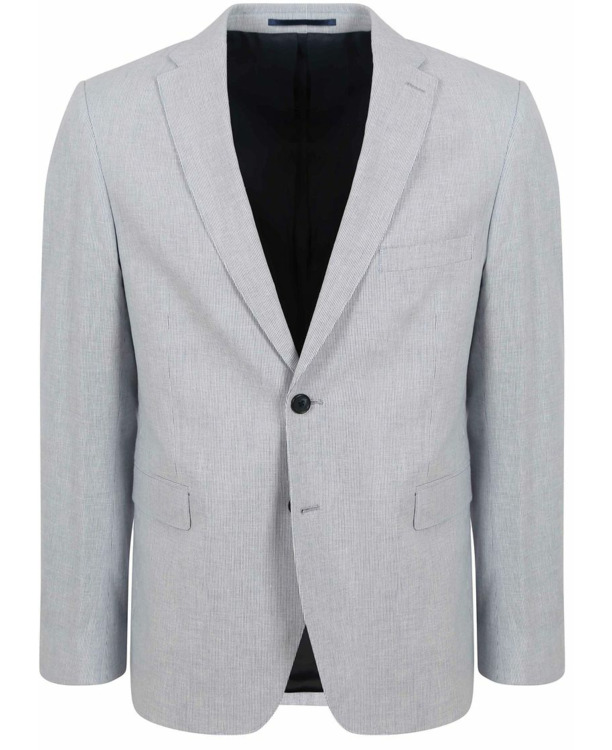 Suitable Blazer Linnen Streep Lichtblauw
