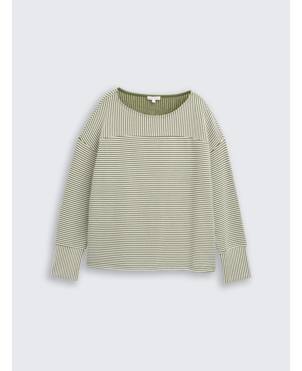 Sweatshirt met gestreepte print en wijde hals