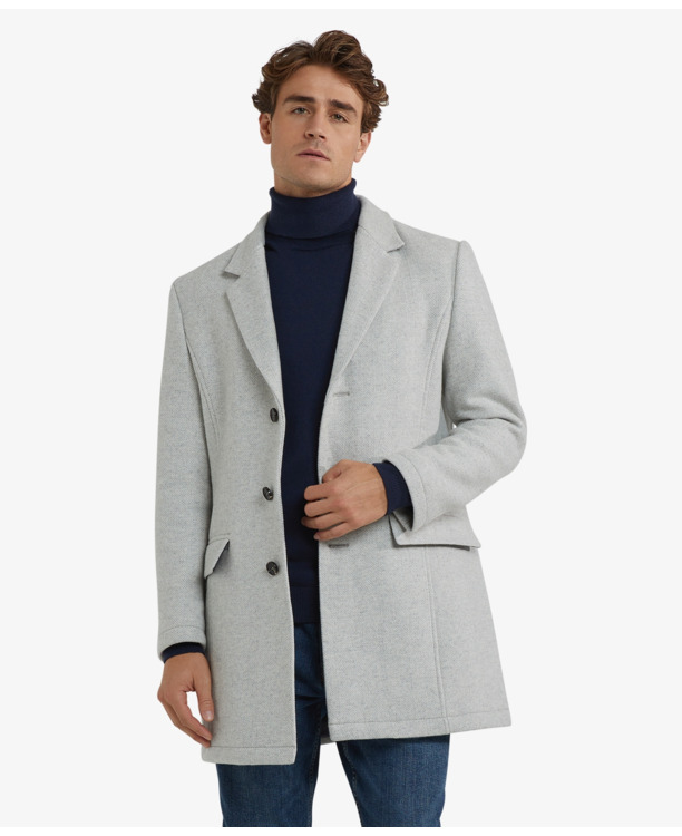 Herringbone Wool Coat Heren