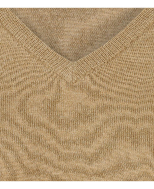 Steppin' Out Dames Pullover V-hals Merinowol Camel