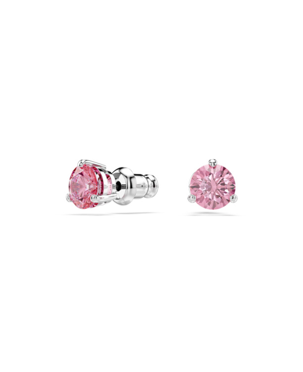 Solitaire Pierced Earrings Stud OU Rhodium shiny Fancy Morganite