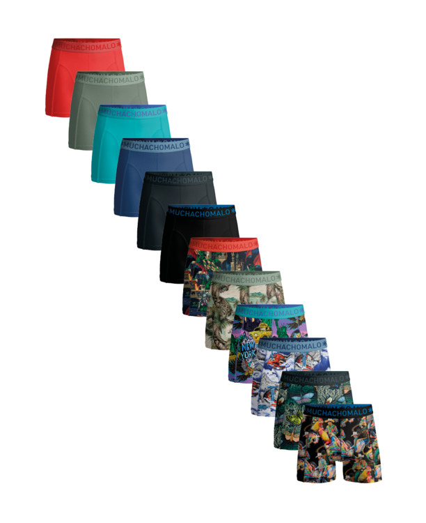 Heren 12-Pack Boxershort Print/Effen Print/Black/Green/Blue/Grey/Orange