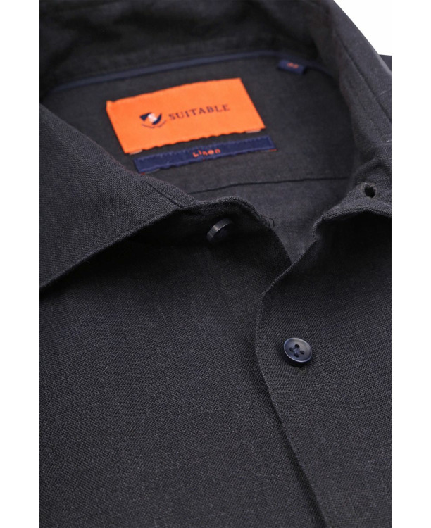 Suitable Overhemd Linnen Navy