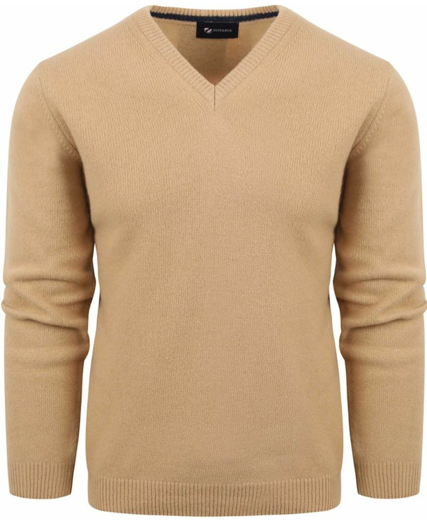 Suitable Pullover Wol V-Hals Beige