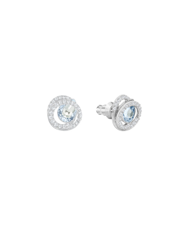 Generation Pierced Earrings Stud OU Rhodium shiny Crystal Blue Shade Crystal