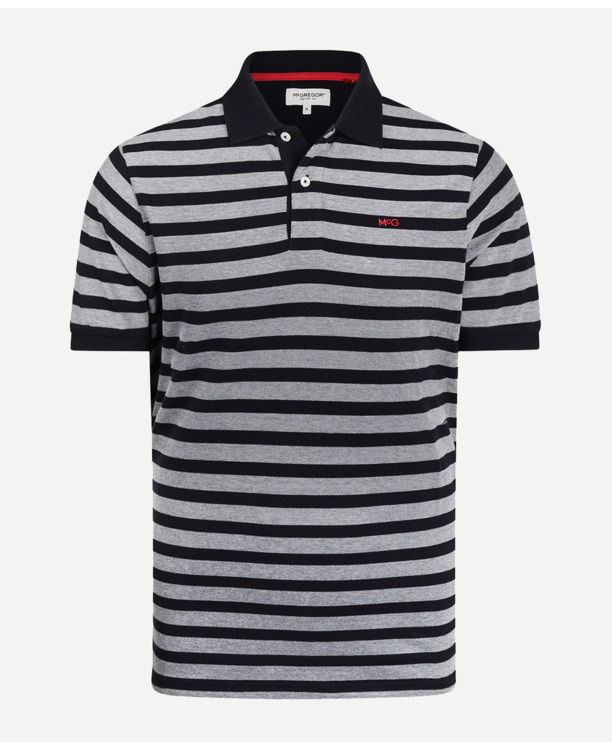 Oxford Piquee Stripe Polo 100% Cotton Heren