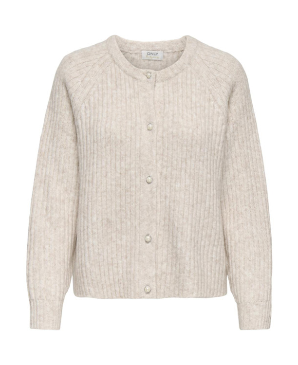 Regular Fit Crew Neck Long Sleeves (L/S) Gebreid vest met knoopsluiting, normale pasvorm voor herfst/winter