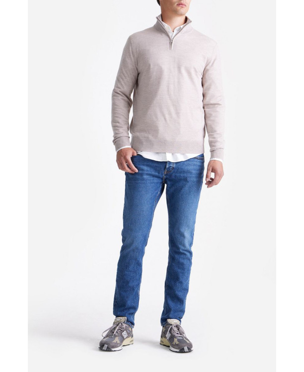 King Essentials The Michael Half Zip Pull Merino Greige