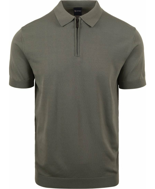 Suitable Half Zip Polo Groen