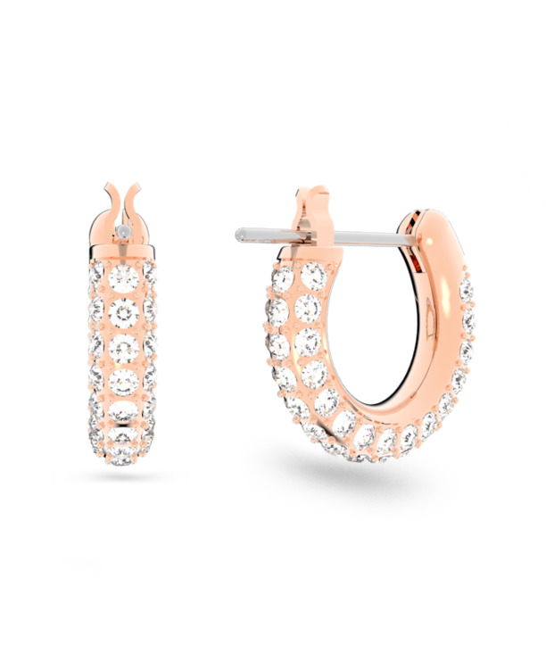 Dextera Round Pierced Earrings Mini Hoop Rose Gold shiny Silk