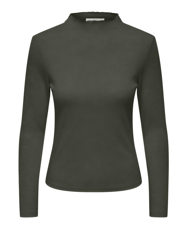 Regular Fit O-Neck Long Sleeves (L/S) Top met O-hals en ruches
