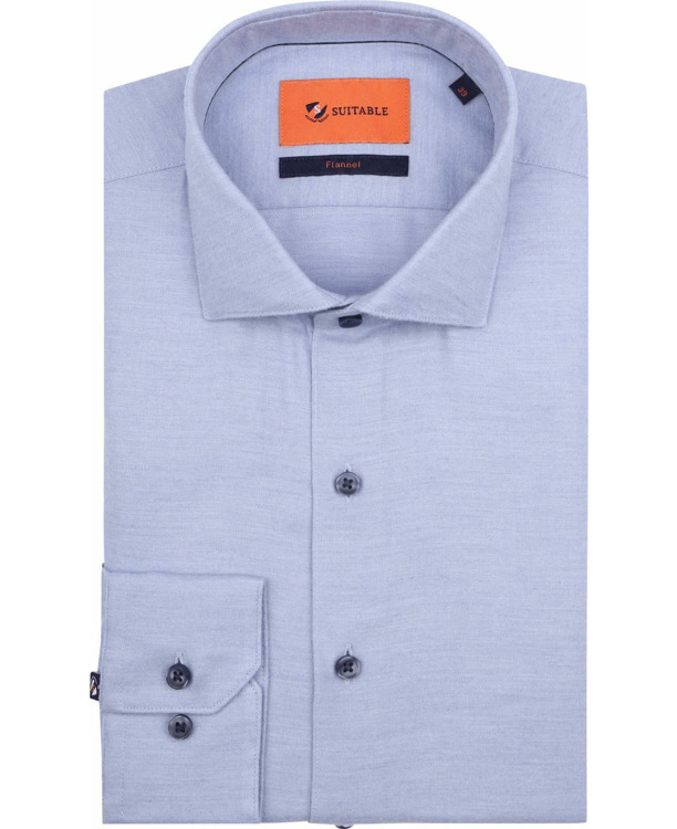 Suitable Overhemd Widespread Flanel Lichtblauw