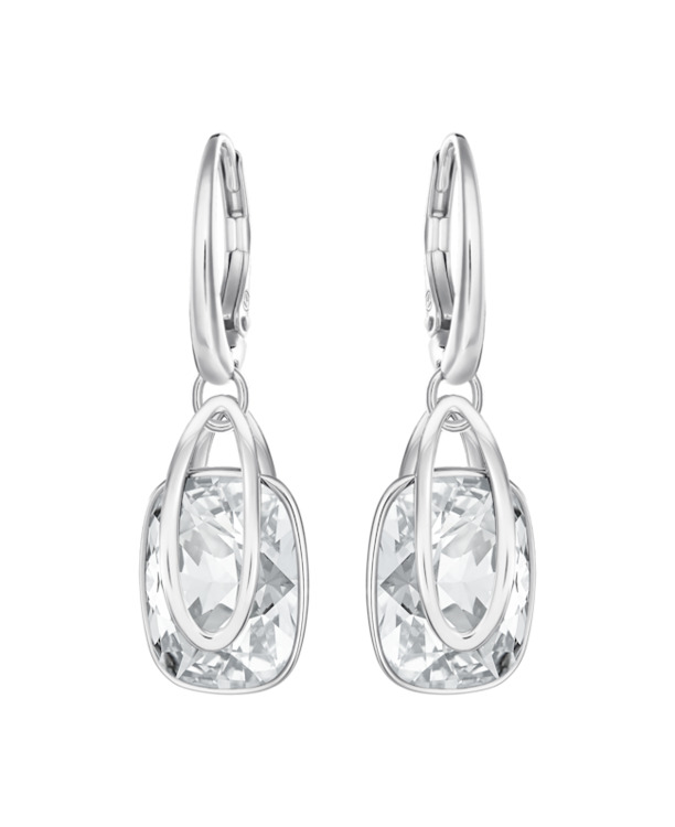 Holding Pierced Earrings OU Rhodium shiny Crystal