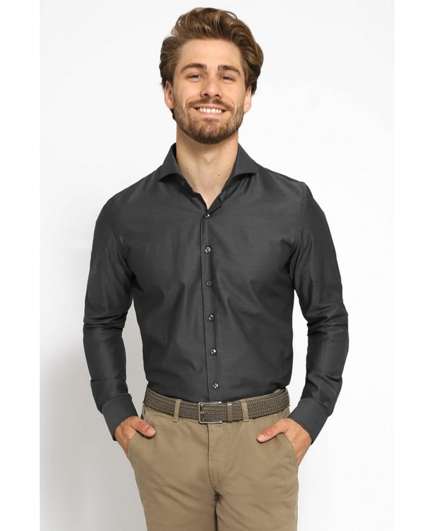 Suitable Twill Overhemd Antraciet