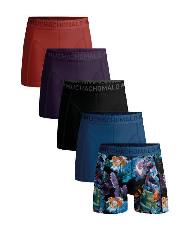 Heren 5-Pack Boxershorts Print/Effen Print/Blue/Black/Purple/Red