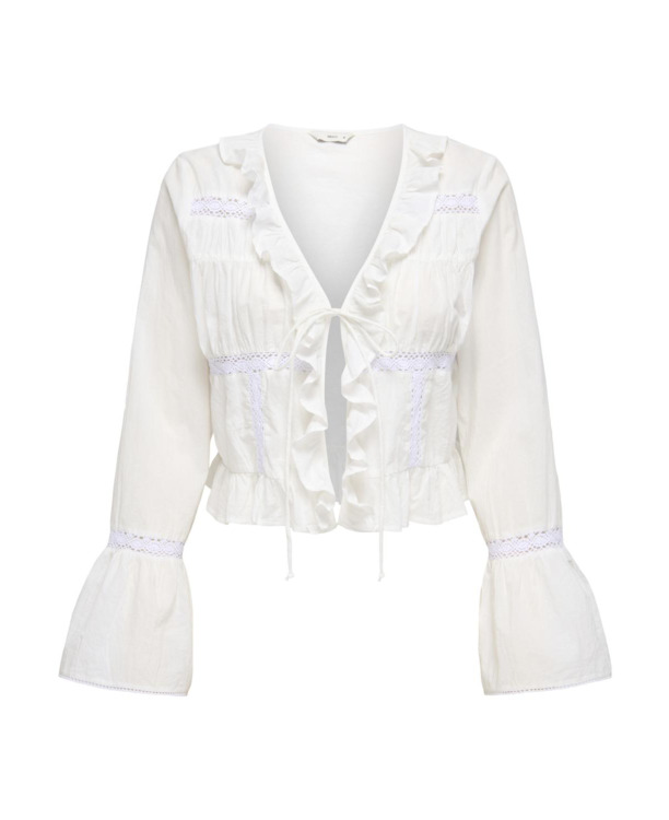 Regular Fit V-Neck Long Sleeves (L/S) Blouse met V-hals