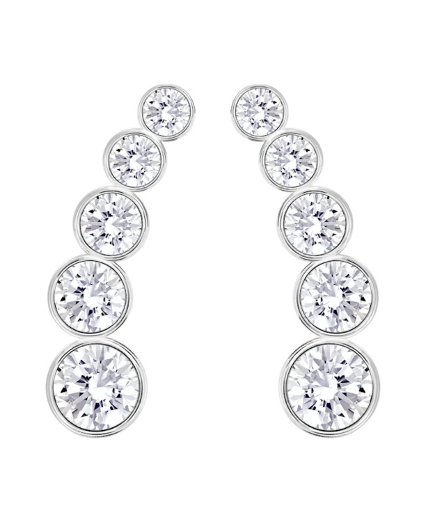 Harley Pierced Earrings OU Rhodium shiny Crystal