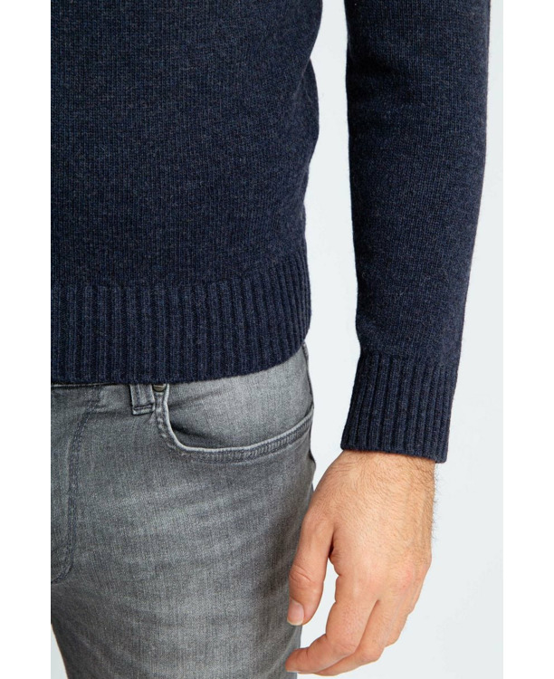 Suitable Lamswol Trui Ronde Hals Navy