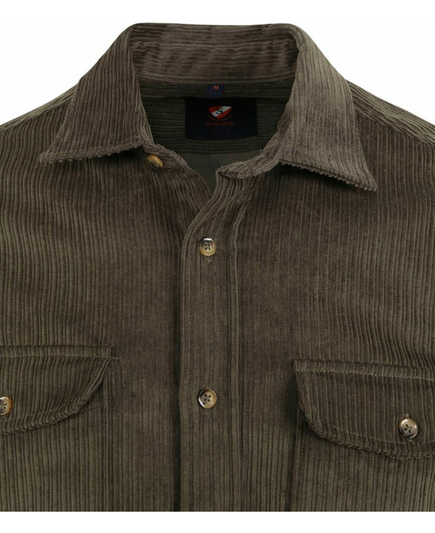 Suitable Overshirt Corduroy Donkergroen