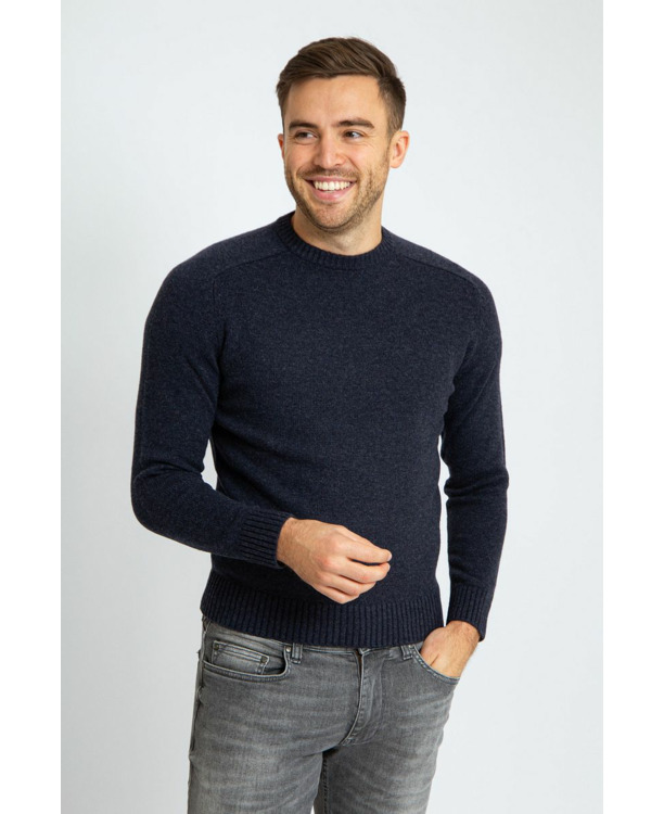 Suitable Lamswol Trui Ronde Hals Navy