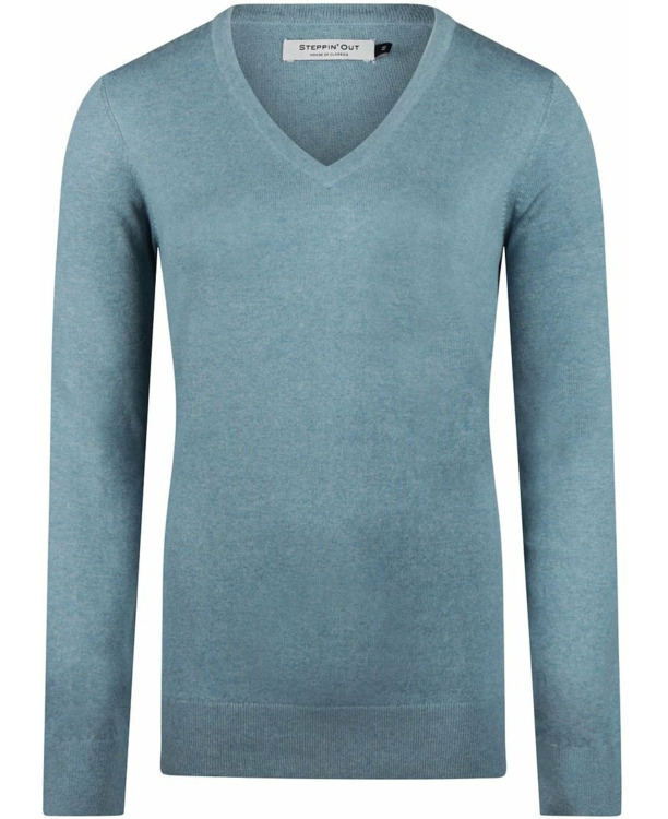 Steppin' Out Damestrui Cotton Cashmere V-hals Sage