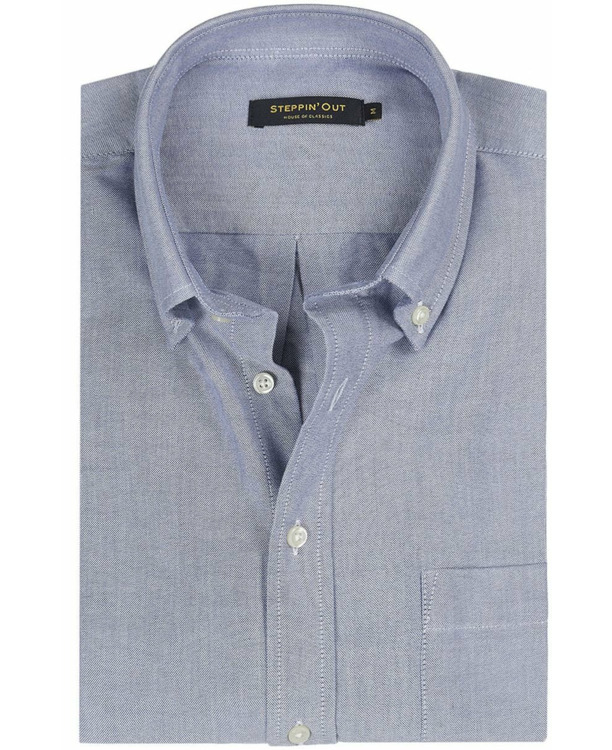 Steppin' Out Overhemd Oxford Melange Blauw
