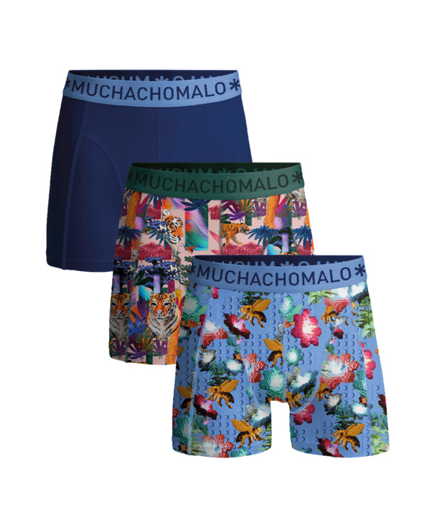 Heren 3-pack Boxershorts Bricks Print/Print/Blue