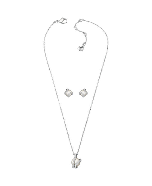 Nude Set OU Rhodium shiny Crystal White Pearl Crystal