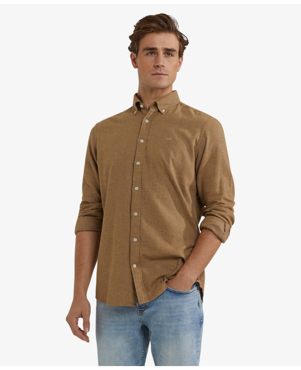 Flannel Melange Oxford Shirt 100% Cotton Heren