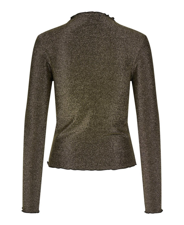 Standard Fit High Neck Long Sleeves (L/S) Lange mouwen Glitter detail top