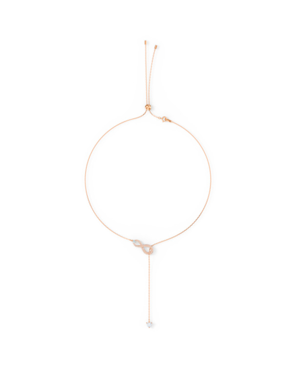 Hyperbola Infinity Necklace Rose Gold shiny Crystal White