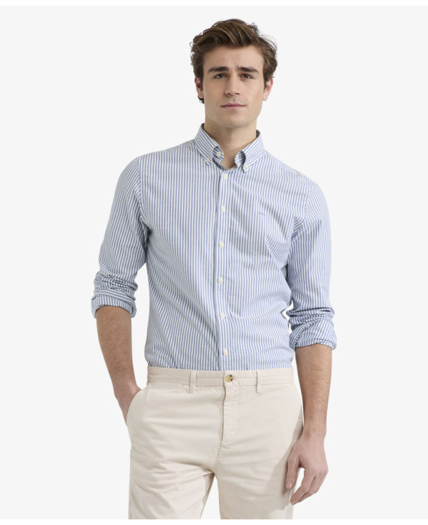 Stretch Oxford Shirt Big Stripe Heren