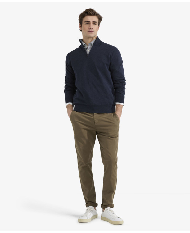 Zip Mock Sweater 100% Cotton Heren