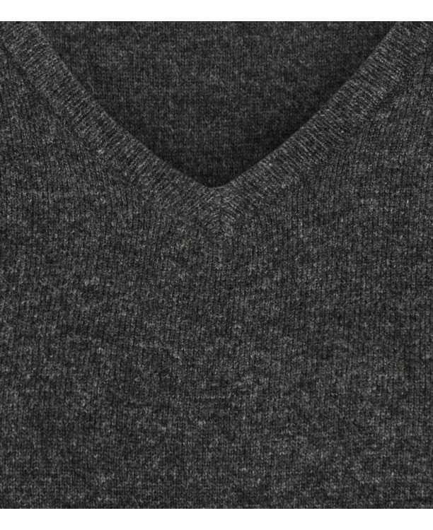 Steppin' Out Dames Pullover V-hals Merinowol Antraciet