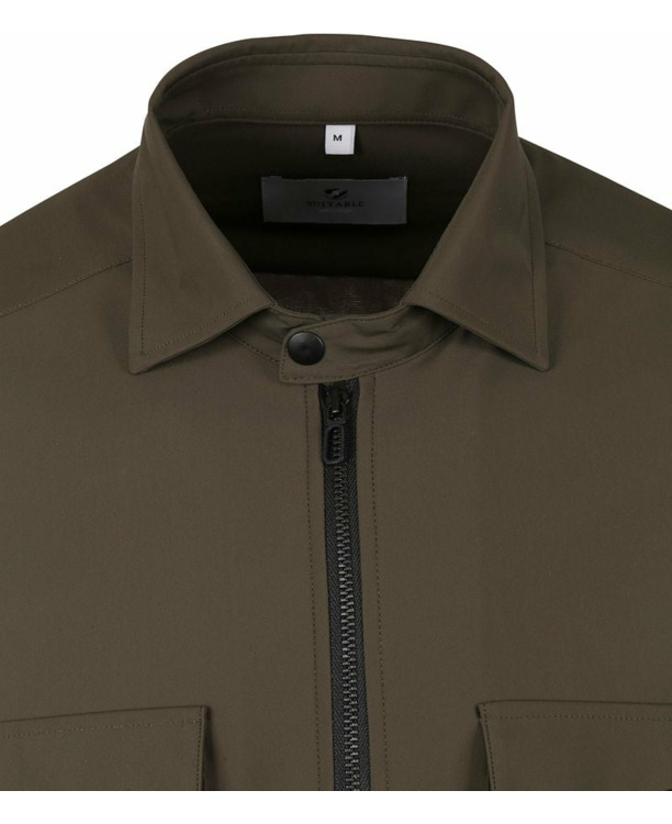 Suitable Jacket Shirt Donkergroen