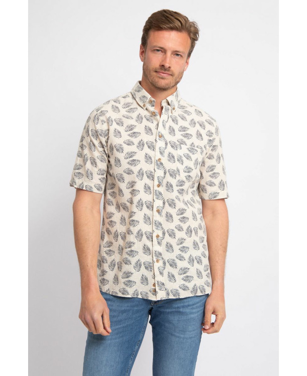 Suitable Short Sleeve Overhemd Linnen Sheng Blauw