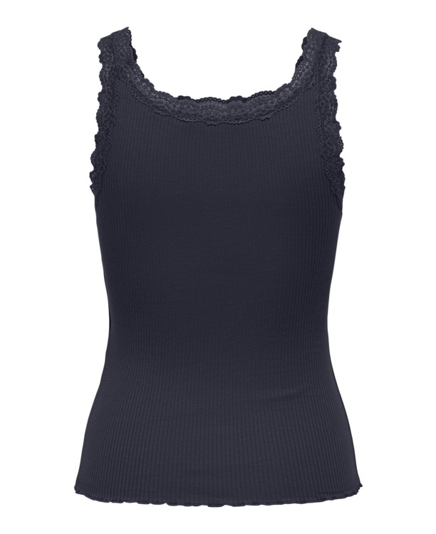 Regular Fit U-Neck Sleeveless (S/L) BASIC Mouwloze tanktop met U-hals en kanten detail